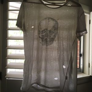 Brandy melville skull sheer thin distress tee